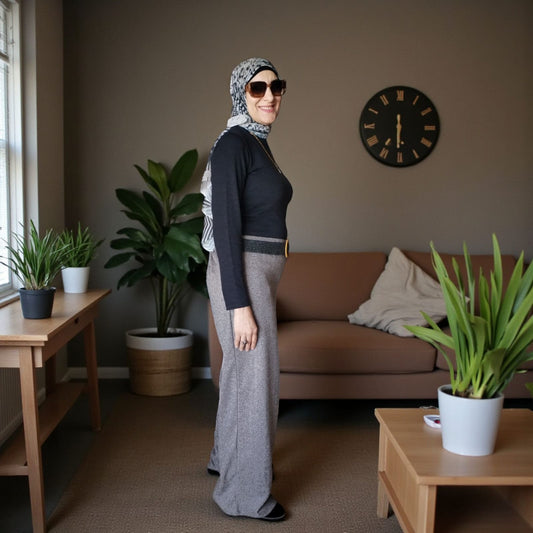 Wide Leg Wool Pants - Bedaya Moda