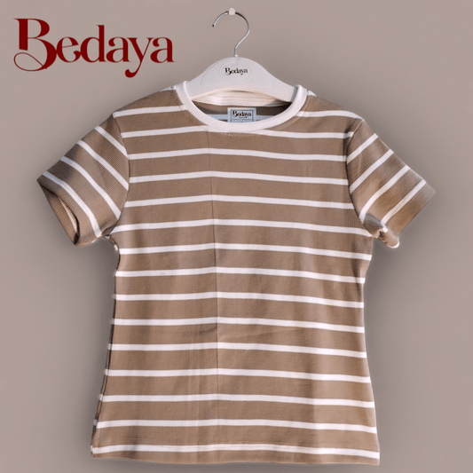 Striped Short Sleeve basic top - Bedaya Moda