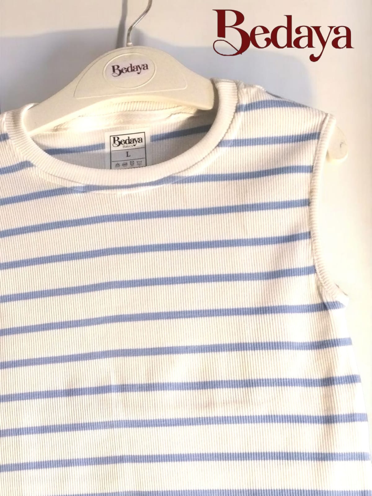 Striped No sleeve basic top - Bedaya Moda