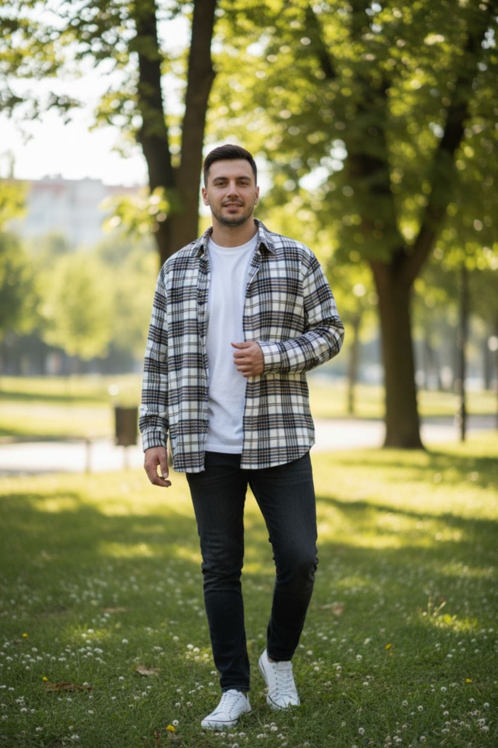 plaid casual wool shirt for him and Her