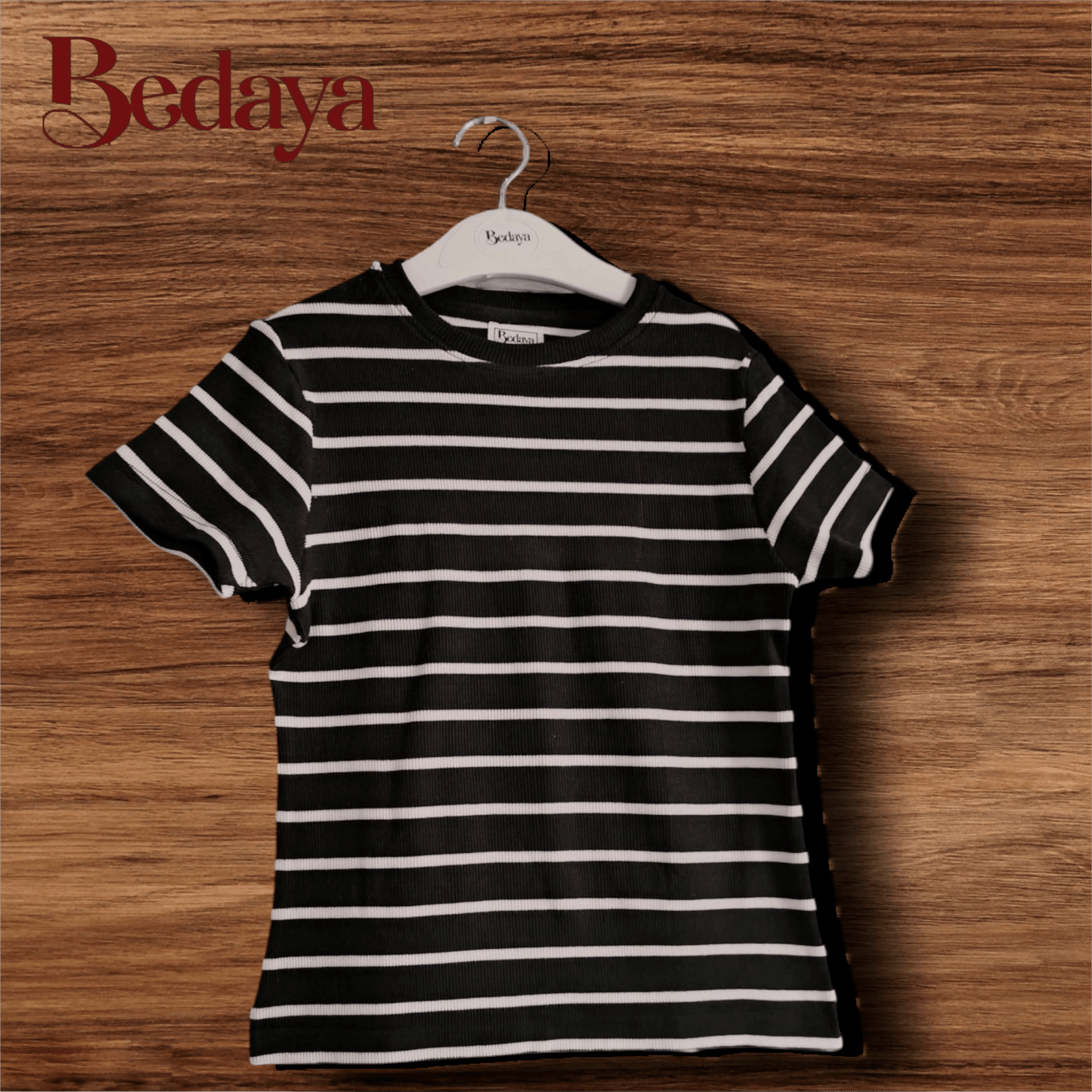 Striped Short Sleeve basic top - Bedaya Moda