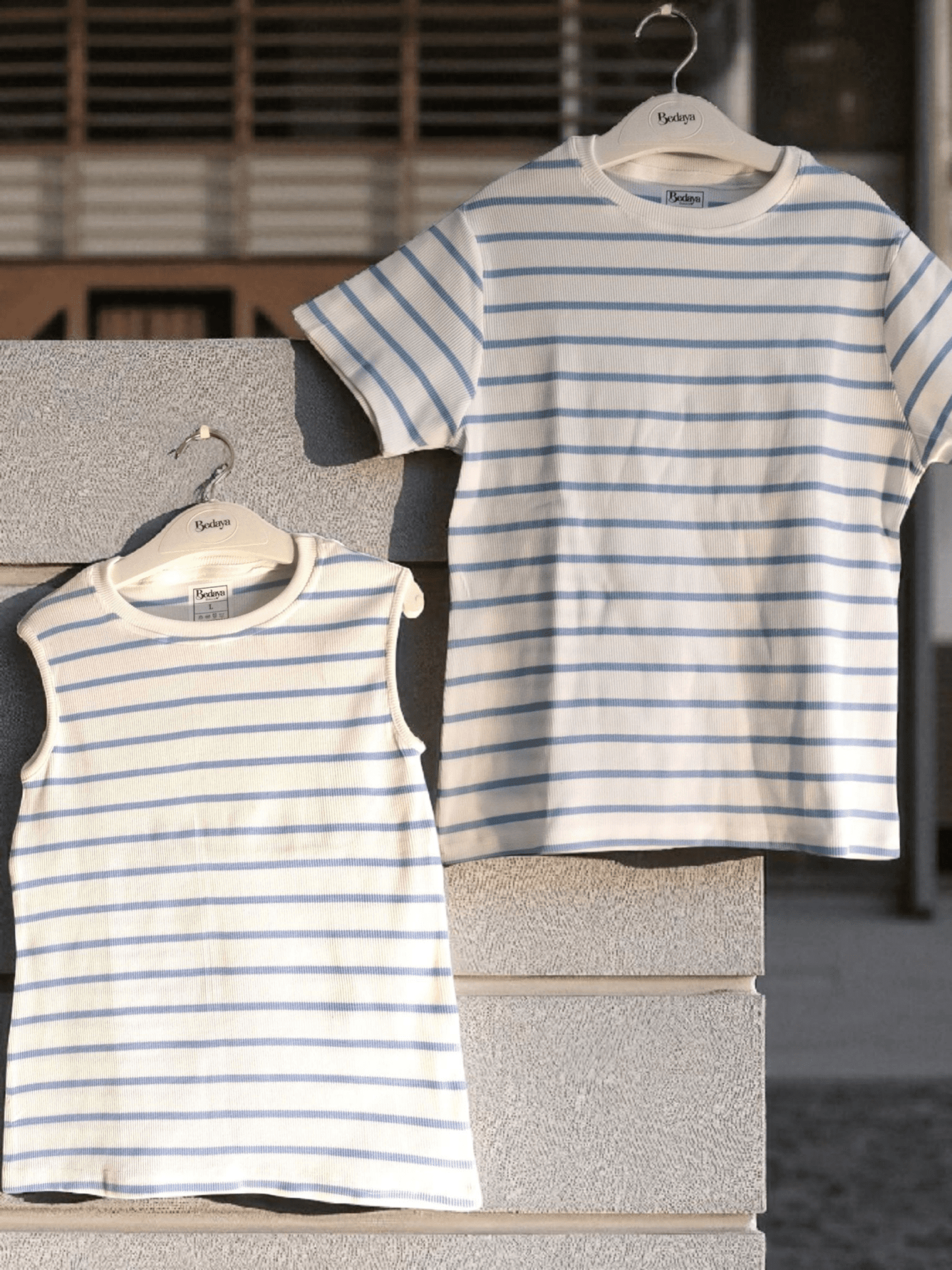 Striped Short Sleeve basic top - Bedaya Moda