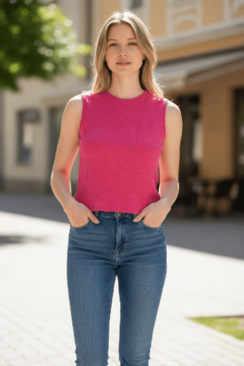 No Sleeve cotton basic top - Bedaya Moda