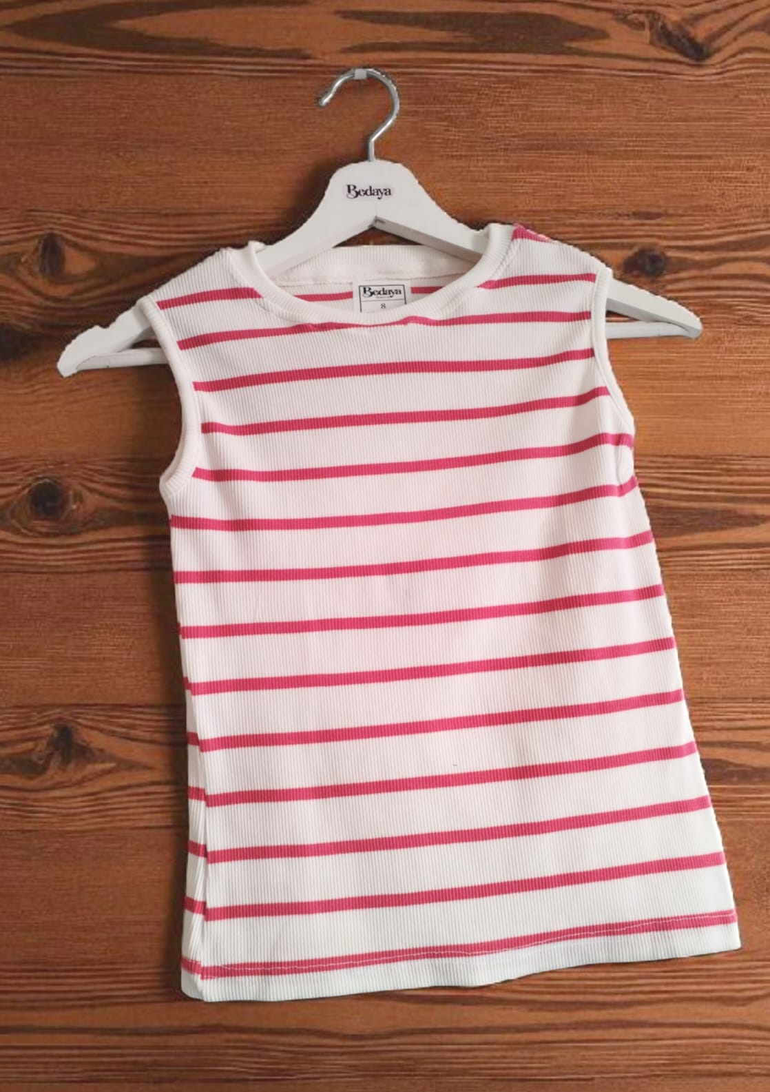 Striped No sleeve basic top - Bedaya Moda