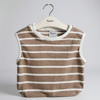 Striped No sleeve basic top - Bedaya Moda