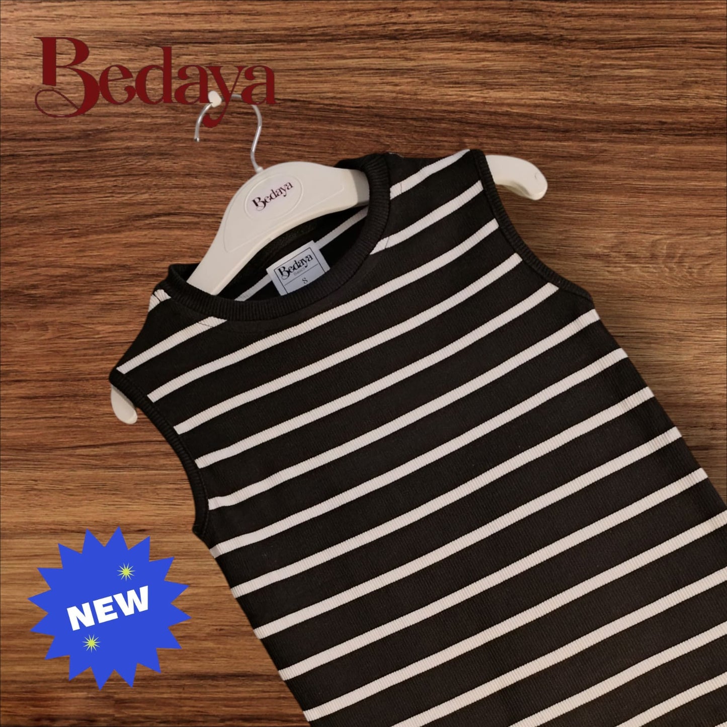 Striped No sleeve basic top - Bedaya Moda
