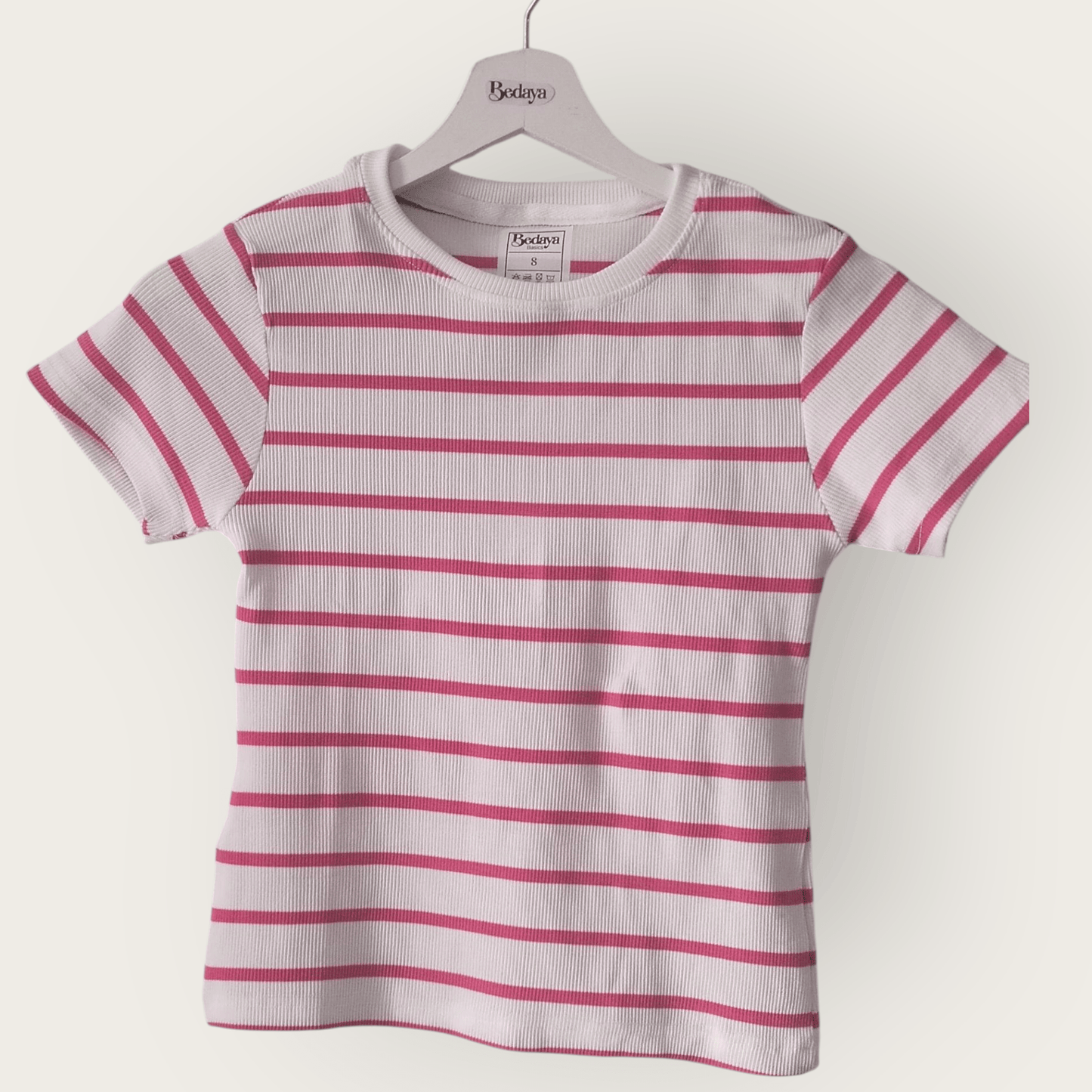 Striped Short Sleeve basic top - Bedaya Moda