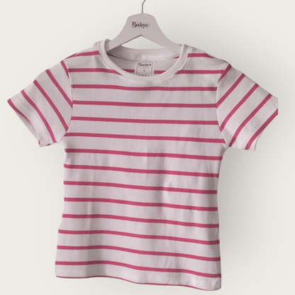Striped Short Sleeve basic top - Bedaya Moda