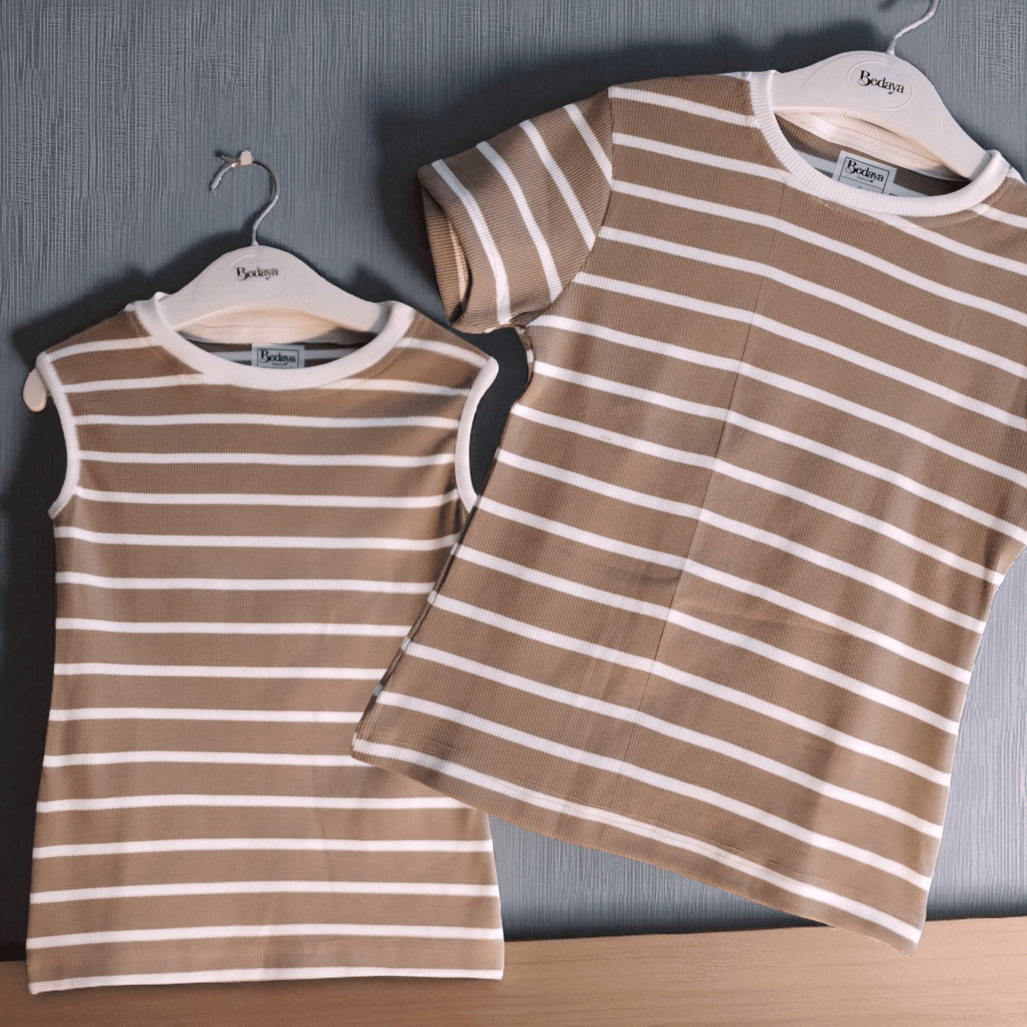 Striped Short Sleeve basic top - Bedaya Moda