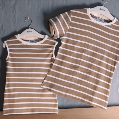 Striped Short Sleeve basic top - Bedaya Moda